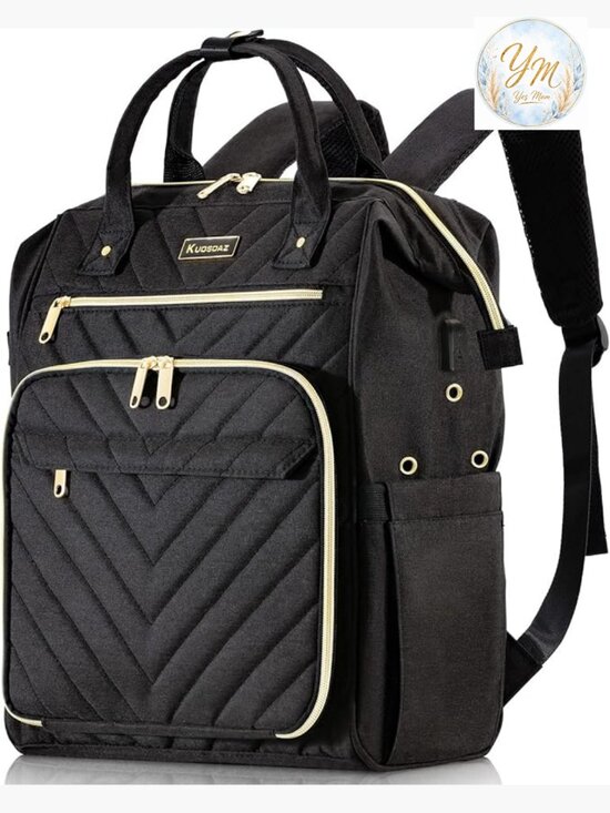 Quilted Crochet Knitting Backpack for Women, Travel Yarn Bag with Charging main image 4